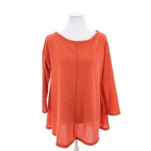 Easel Anthropologie Oversized Swing Knit Sweater Tunic Top Babydoll Orange Sz S